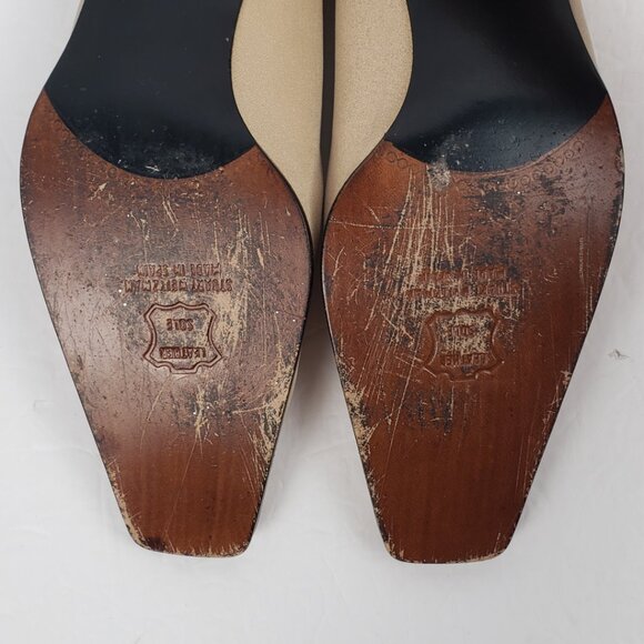 Stuart Weitzman 8B Tan Gold Womens Heels Shoes Pumps Spain - Picture 13 of 16